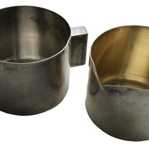 Merle Faber Creamer No Lid and Sugar Bowl, Silver-plated and Gilt metal 1930's