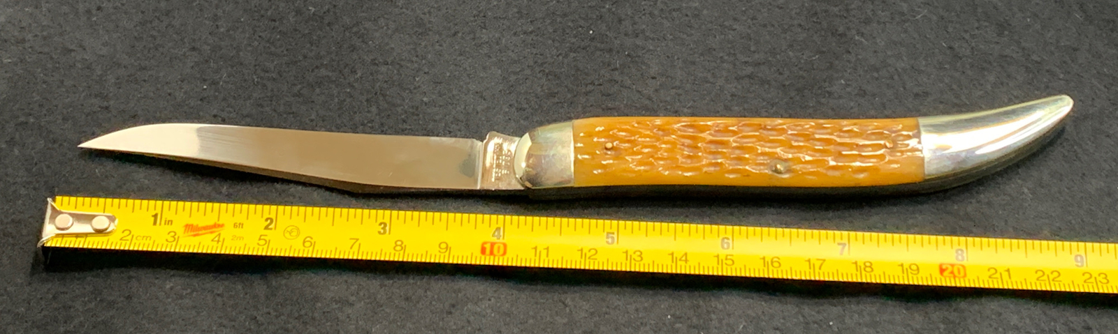 Pocketknife Case 61095 1994 75c Toothpick CC Antique Green Bone Bol Etch KP-1067 - Image 6