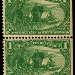 US #285 1c Trans-Miss, Dark Yellow Green. Vertical Pair/SE MNH (SCV $165)