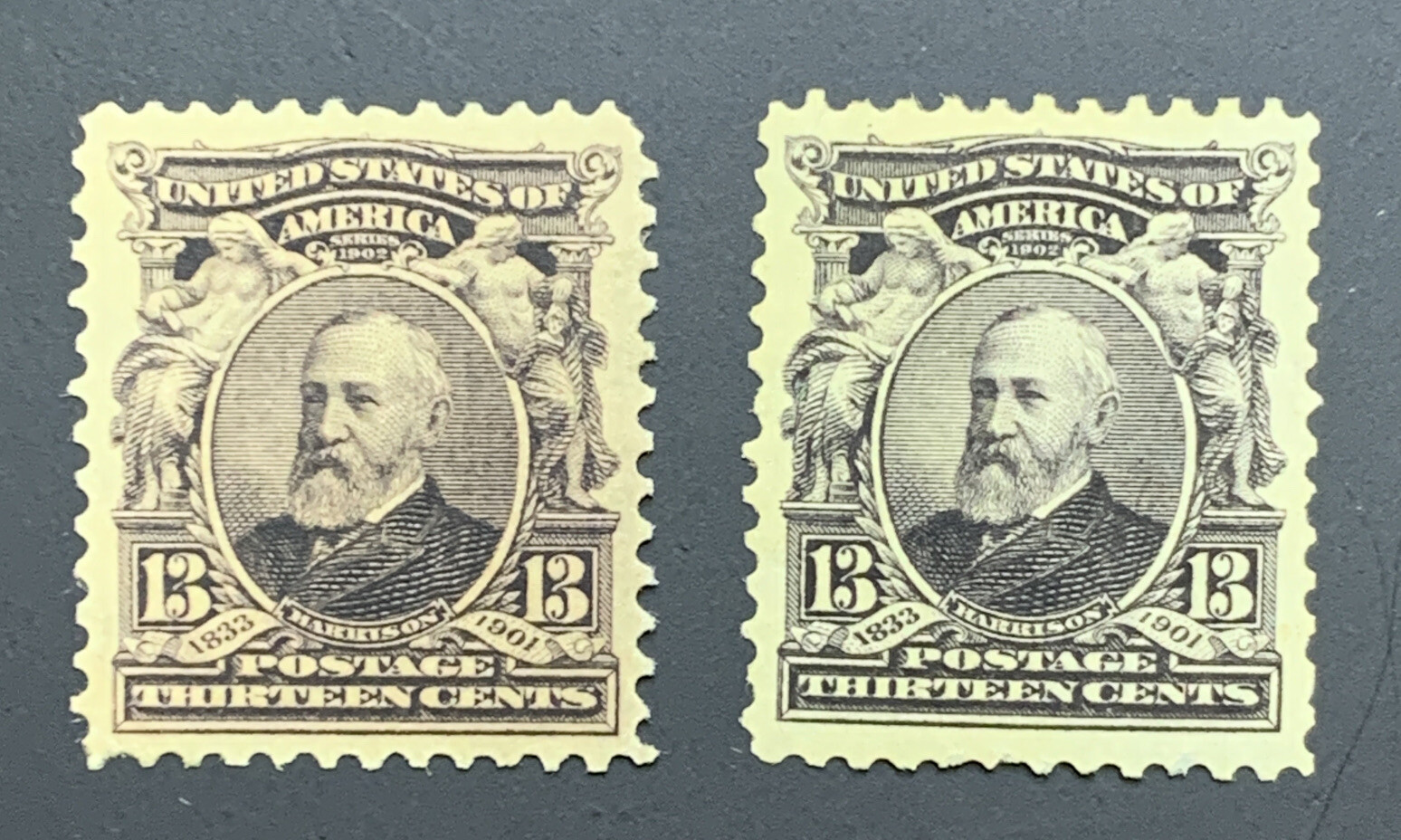 US 308 1902 13c Harrison Two Shades Mint OG PH. KP-190 - Image 3