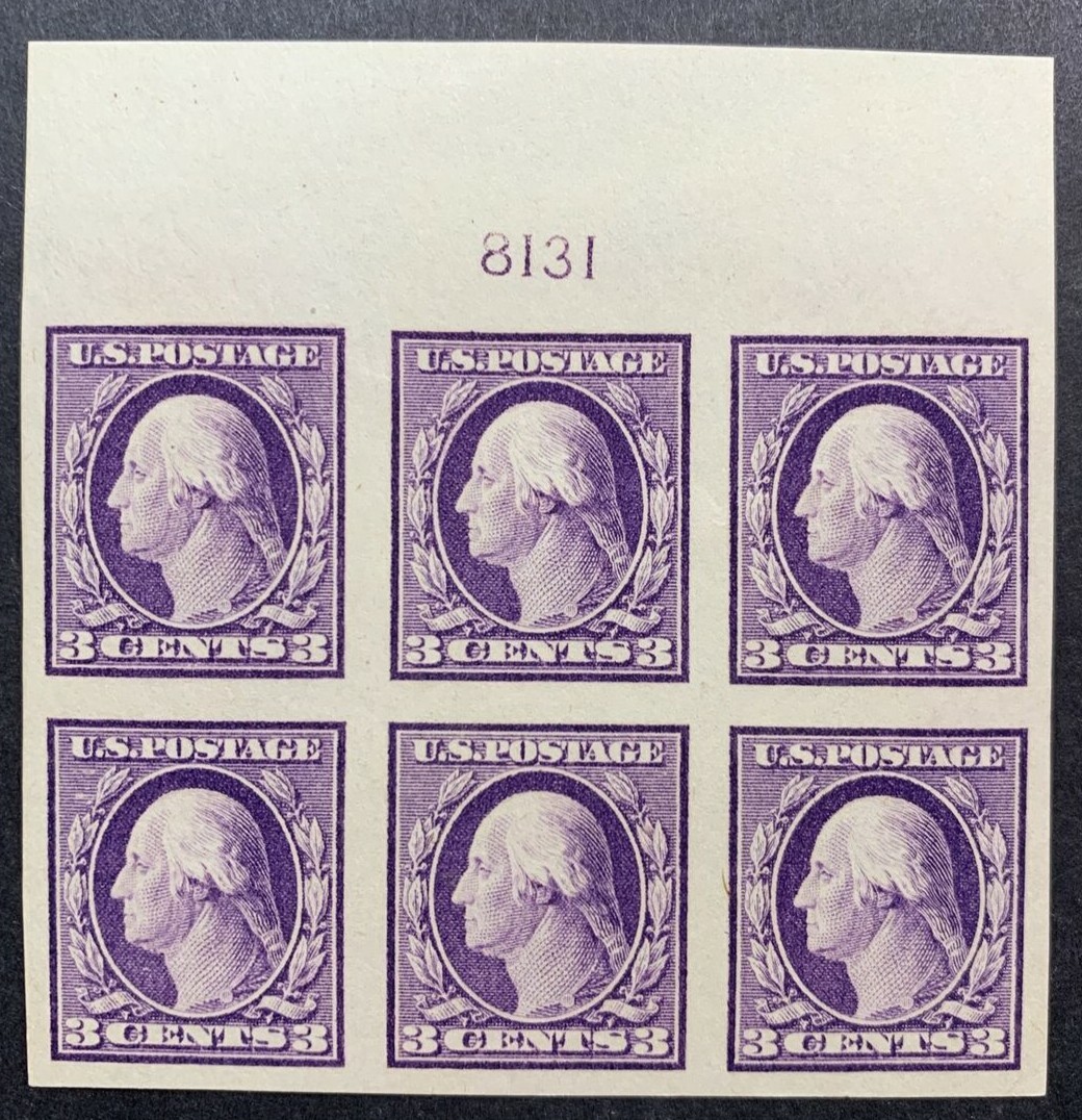 US #483 3c Wash Type I Unwatermarked Imperf PB6 MNH VF (SCV $800) - Image 3
