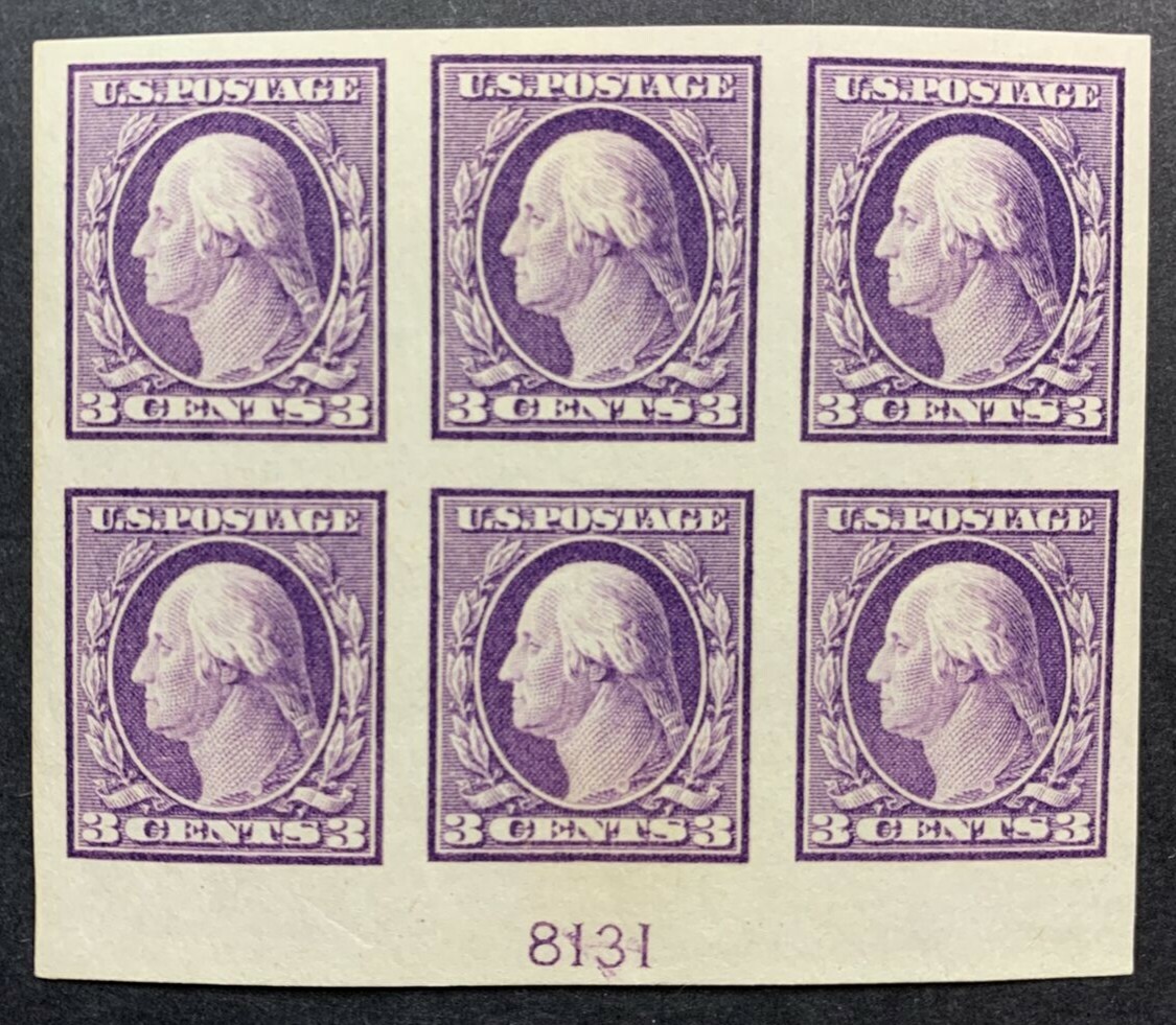 US #483 3c Wash Type I Unwatermarked Imperf PB6 MNH VF (SCV $800) - Image 5