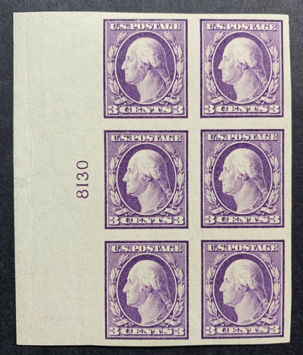 US #483 3c Wash Type I Unwatermarked Imperf PB6 MNH VF (SCV $800) - Image 7