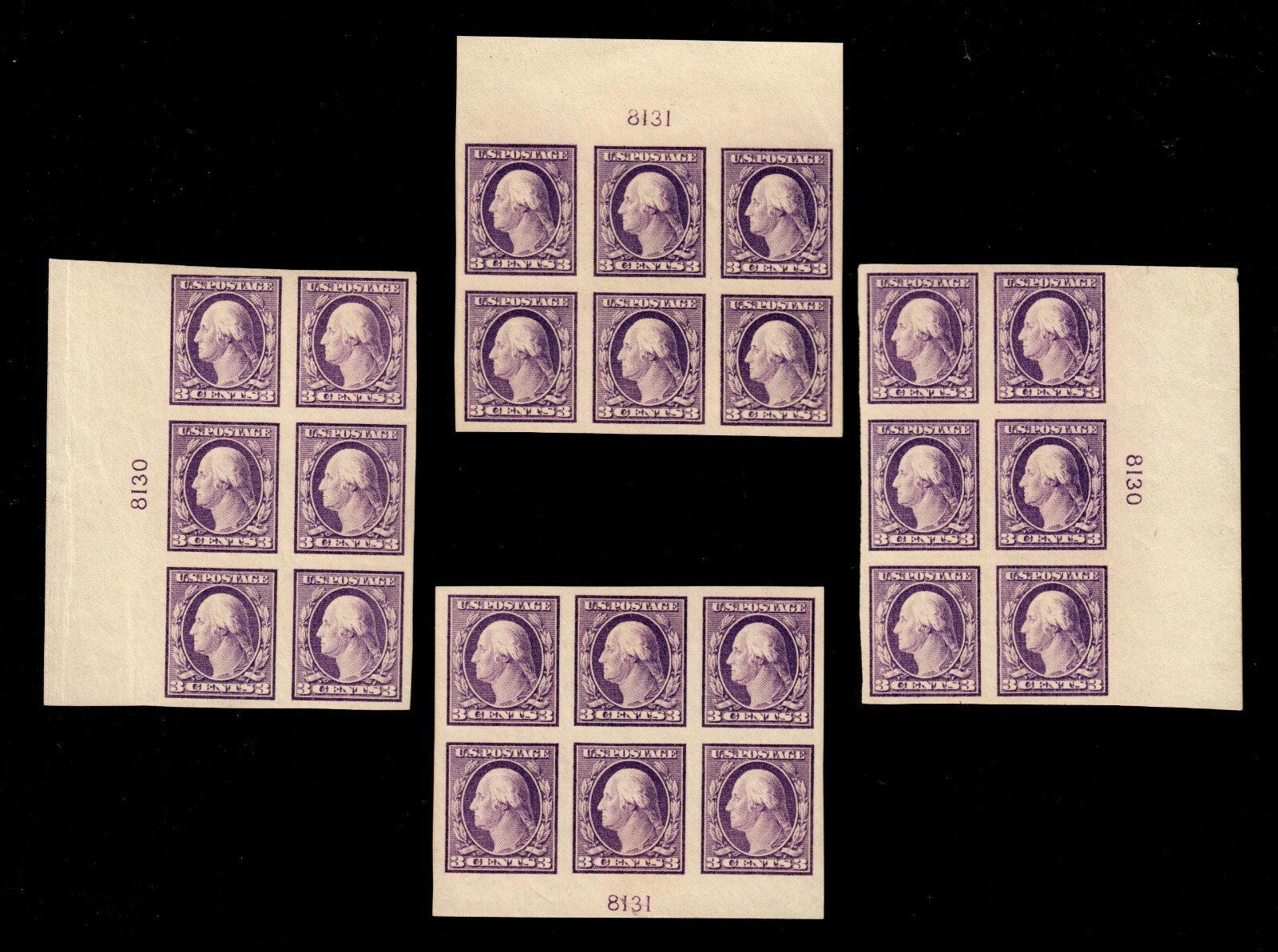 US #483 3c Wash Type I Unwatermarked Imperf PB6 MNH VF (SCV $800)