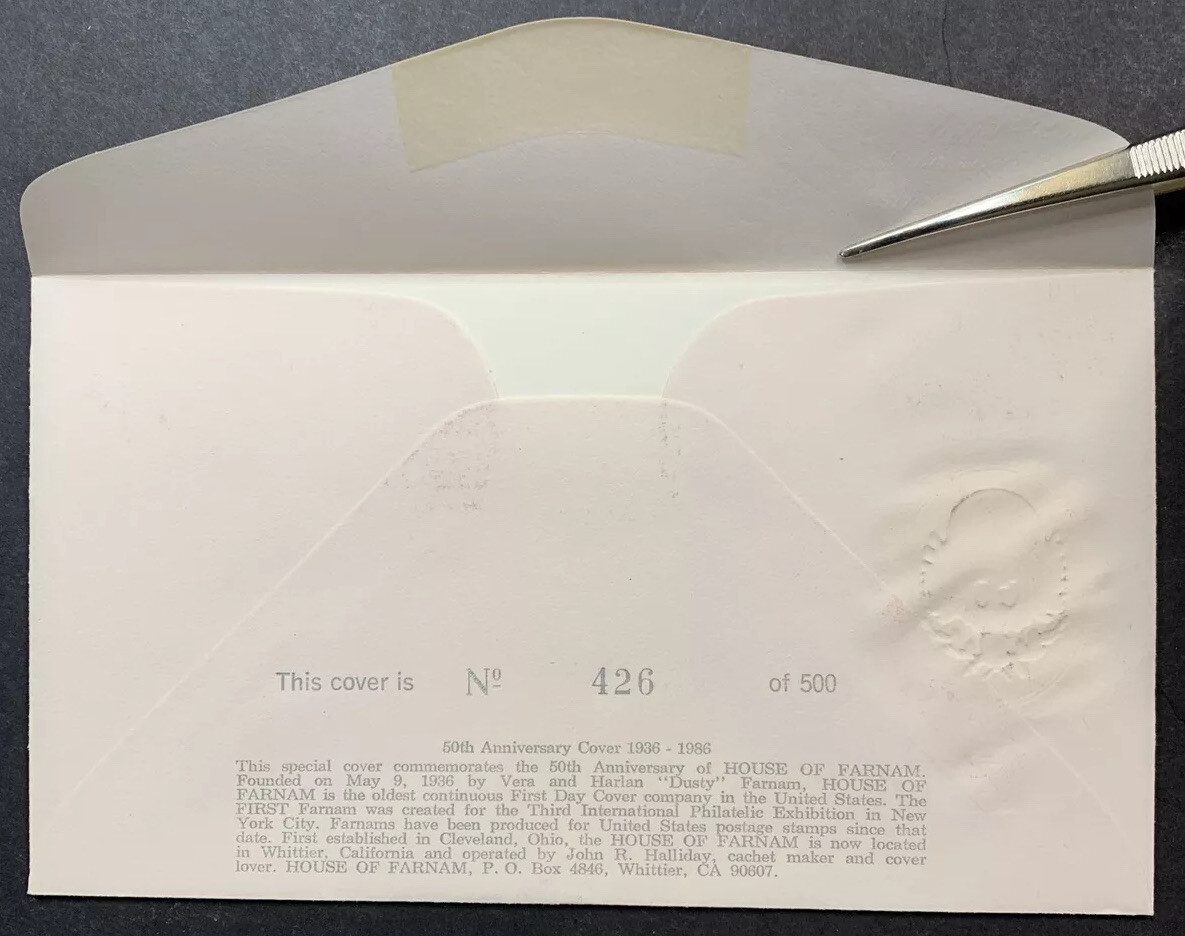 US #778+2145 FDC TIPEX & AMERIPEX Unsealed Flap. HF 50th Anniv. Limited #426/500 - Image 4
