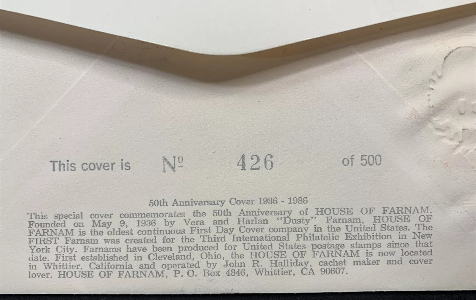 US #778+2145 FDC TIPEX & AMERIPEX Unsealed Flap. HF 50th Anniv. Limited #426/500 - Image 6