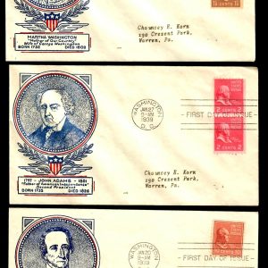 US #847 (10c),#849 (1.5c) ,#850 (2c) ML-58 FDC Prexie WSE/Clifford Coil Pair (3)
