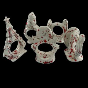 MCM Ceramic Napkin Rings Holder Splatter Ware (5)