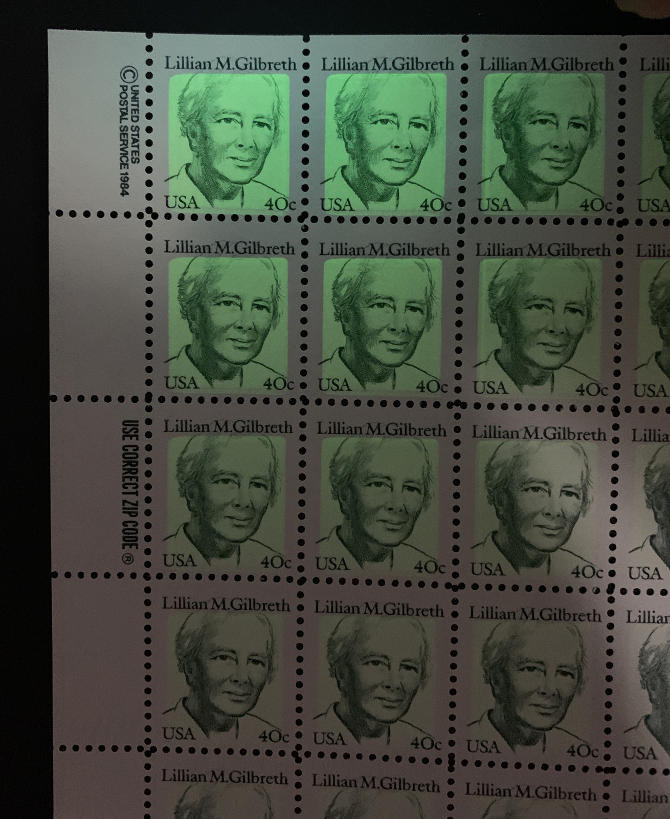 US 1868 1984 40c Lillian M. Gilbreth Varieties Sheet MNH VF-XF - Image 3