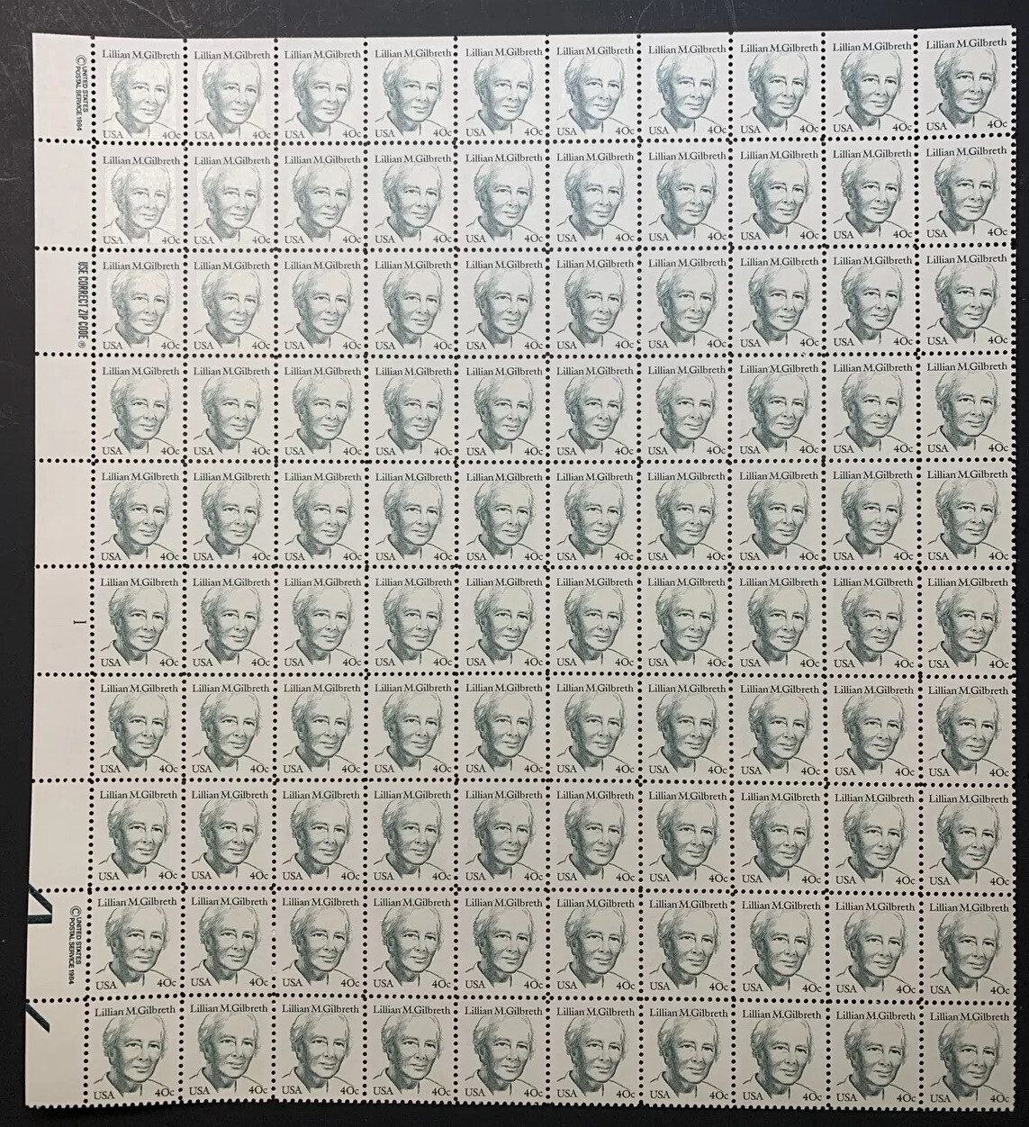 US 1868 1984 40c Lillian M. Gilbreth Varieties Sheet MNH VF-XF