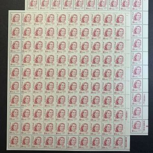 US #2175/2175a 10c Red Cloud Full Sheet of 100. MNH OG VF-XF (BCV $205)