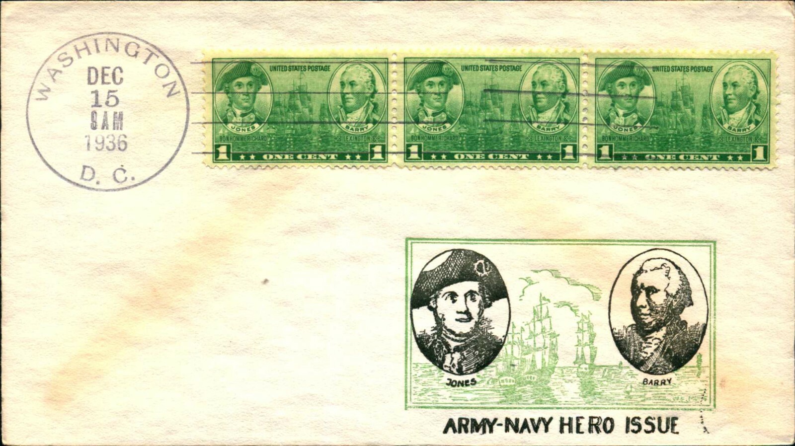 US #785-794 FDC Army-Navy Jack Sidenius Cachet Unaddressed Set of 10 - Image 7