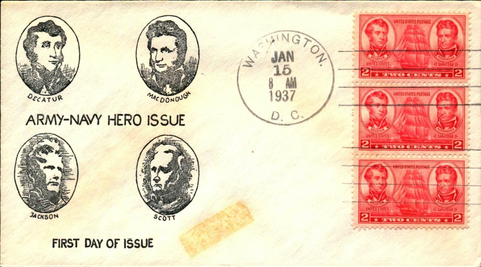 US #785-794 FDC Army-Navy Jack Sidenius Cachet Unaddressed Set of 10 - Image 8