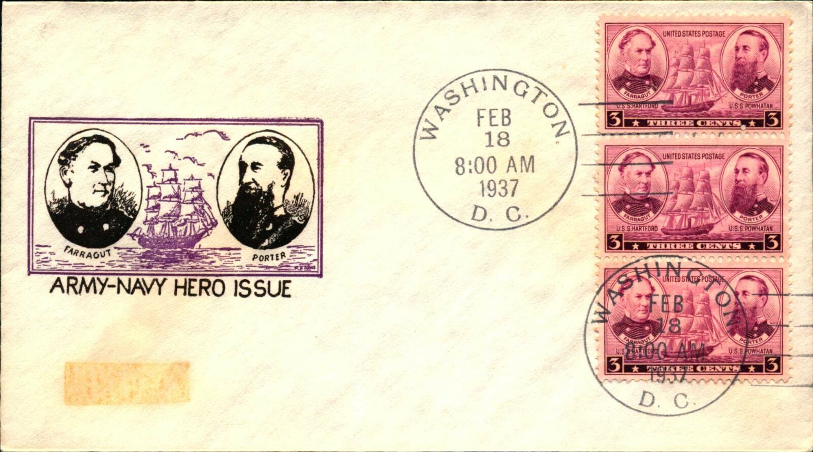 US #785-794 FDC Army-Navy Jack Sidenius Cachet Unaddressed Set of 10 - Image 9