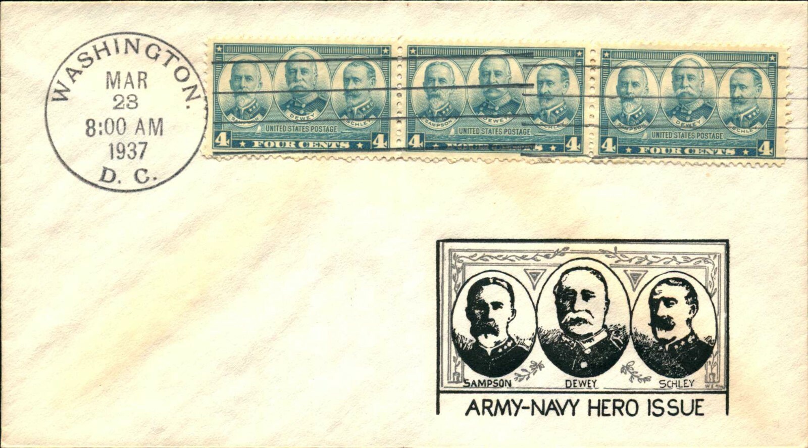US #785-794 FDC Army-Navy Jack Sidenius Cachet Unaddressed Set of 10 - Image 10