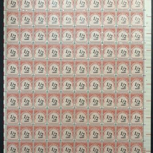 US #J88/J89 ½ - 1 ¢ Postage Due Sheets of 100 MNH F-VF