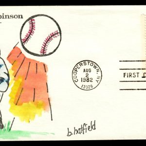 US #2016 FDC Jackie Robinson, Ernest Langer Handpainted/Signed UA No. 20/26