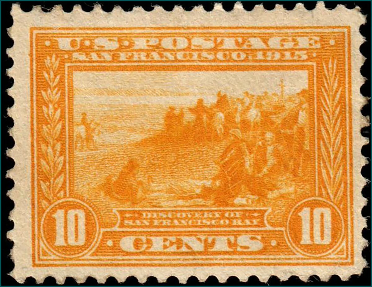 US #400 1913 10c Panama-Pacific, Orange Yellow. Mint OG. KP-042