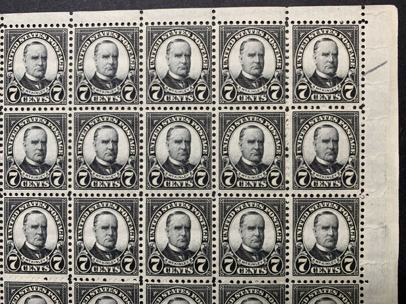 US #639 1927 7c McKinley Sheet of 100. MNH F-VF (BCV $435) - Image 11
