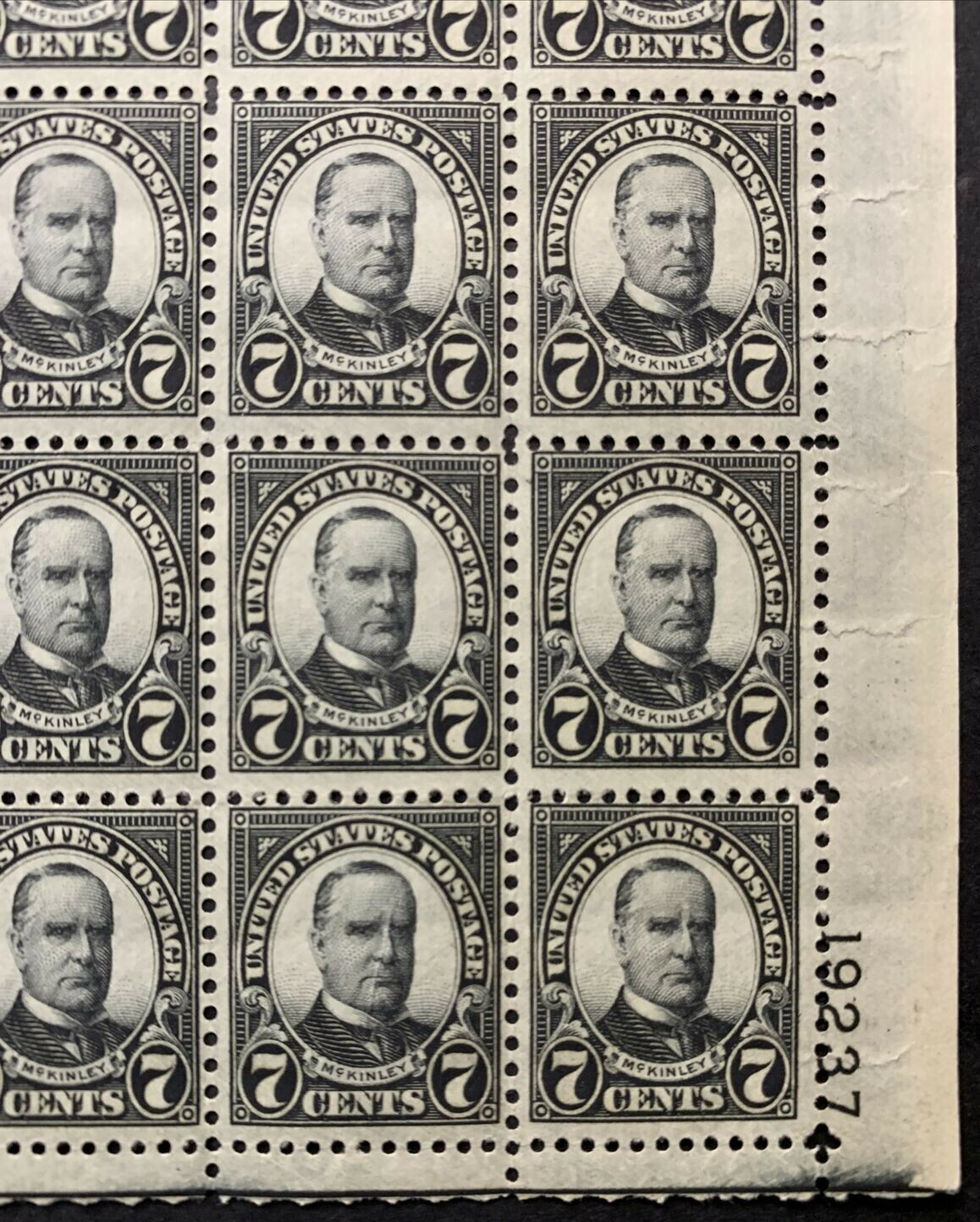 US #639 1927 7c McKinley Sheet of 100. MNH F-VF (BCV $435) - Image 12