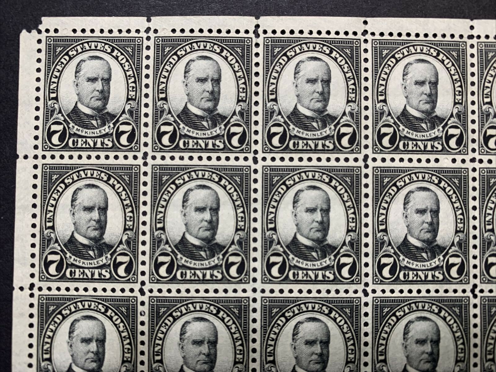 US #639 1927 7c McKinley Sheet of 100. MNH F-VF (BCV $435) - Image 10