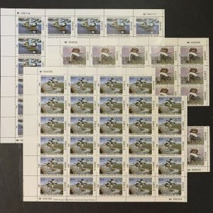 US #9-11 1986-1988 $5 Virginia Ducks Permit, Large Blocks. MNH F-VF (SCV $868)