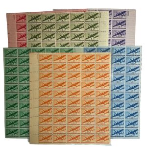 US #C25-C27, C29-C31 1941 Transport Short Set Sheets of 50 (6). Missing 15c