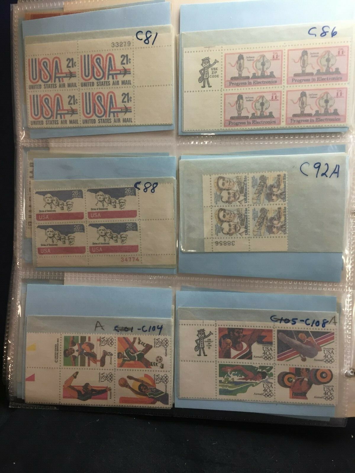 US Plate Blocks MNH in Blue Binders #804//2636 & Airmails (FV $560. CV $900+) - Image 11
