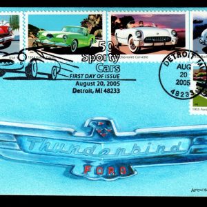 USA #3931-3935 FDC 37c Sporty Cars 1950's. DP Dube Handpainted Limited 7/24