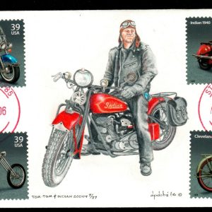 USA #4085-4088 FDC 39c Motorcycles. DP Dube Handpainted Limited 7/27