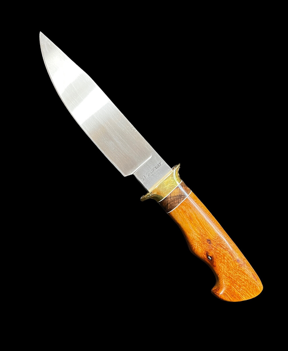 Fixed Blade Duane Bomar, J.S. 6 1/2" Custom Maple Burl Tapered Spine DH-2027