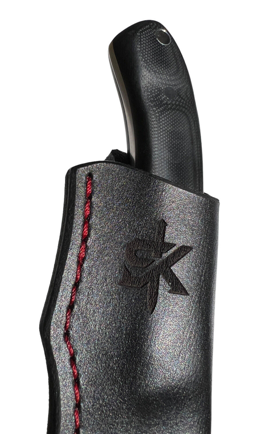 Fixed Blade Schenk RAM Elmax Steel, Double Black and Leather Sheath USA DH-1202 - Image 3