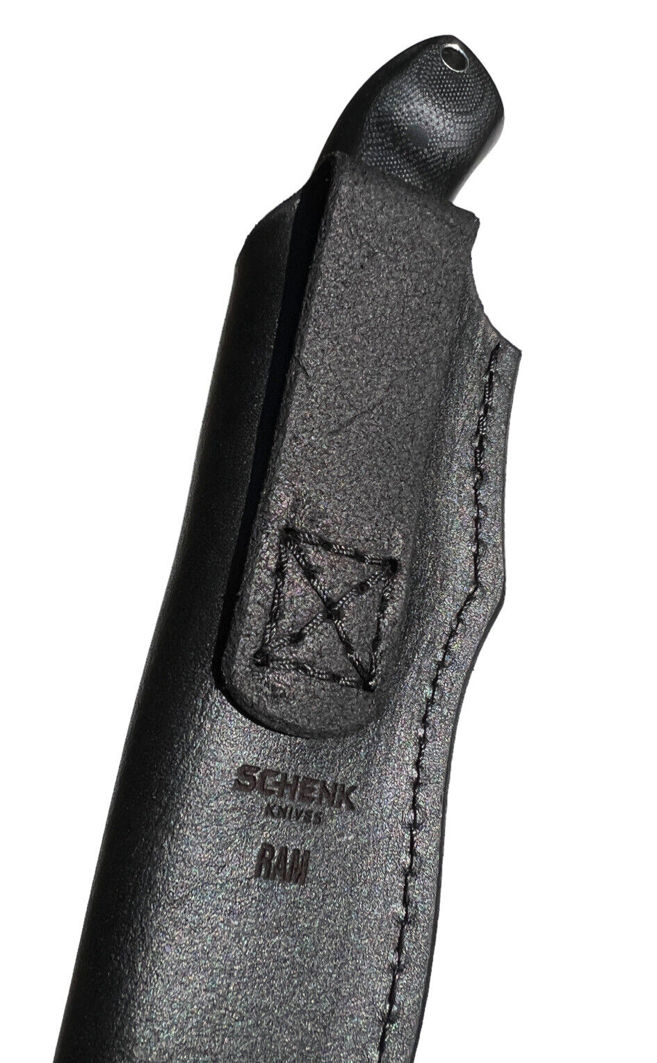 Fixed Blade Schenk RAM Elmax Steel, Double Black and Leather Sheath USA DH-1202 - Image 4