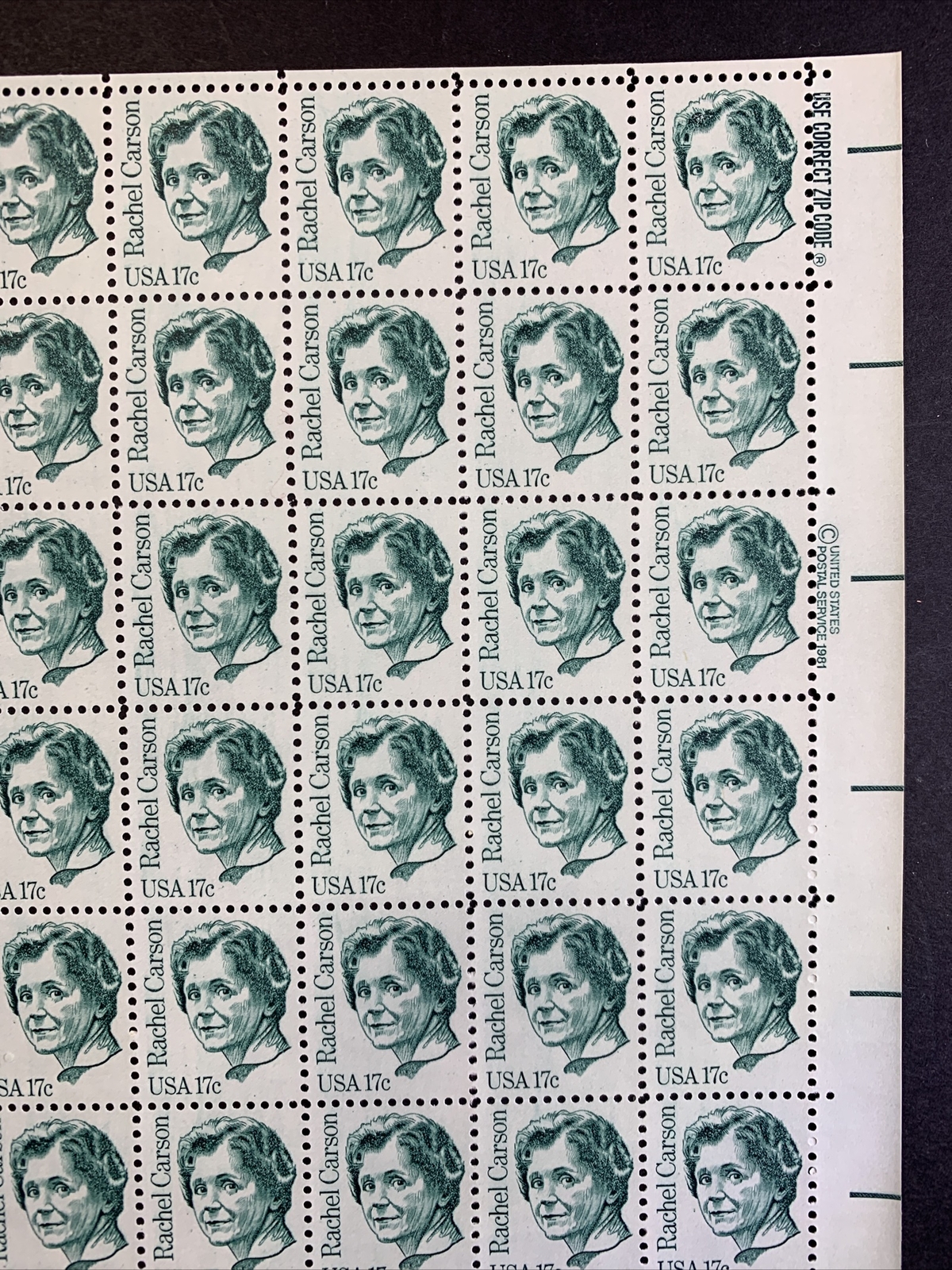 US #1857 17c Rachel Carson Full Sheet of 100. MNH VF+ (CV $53) - Image 3