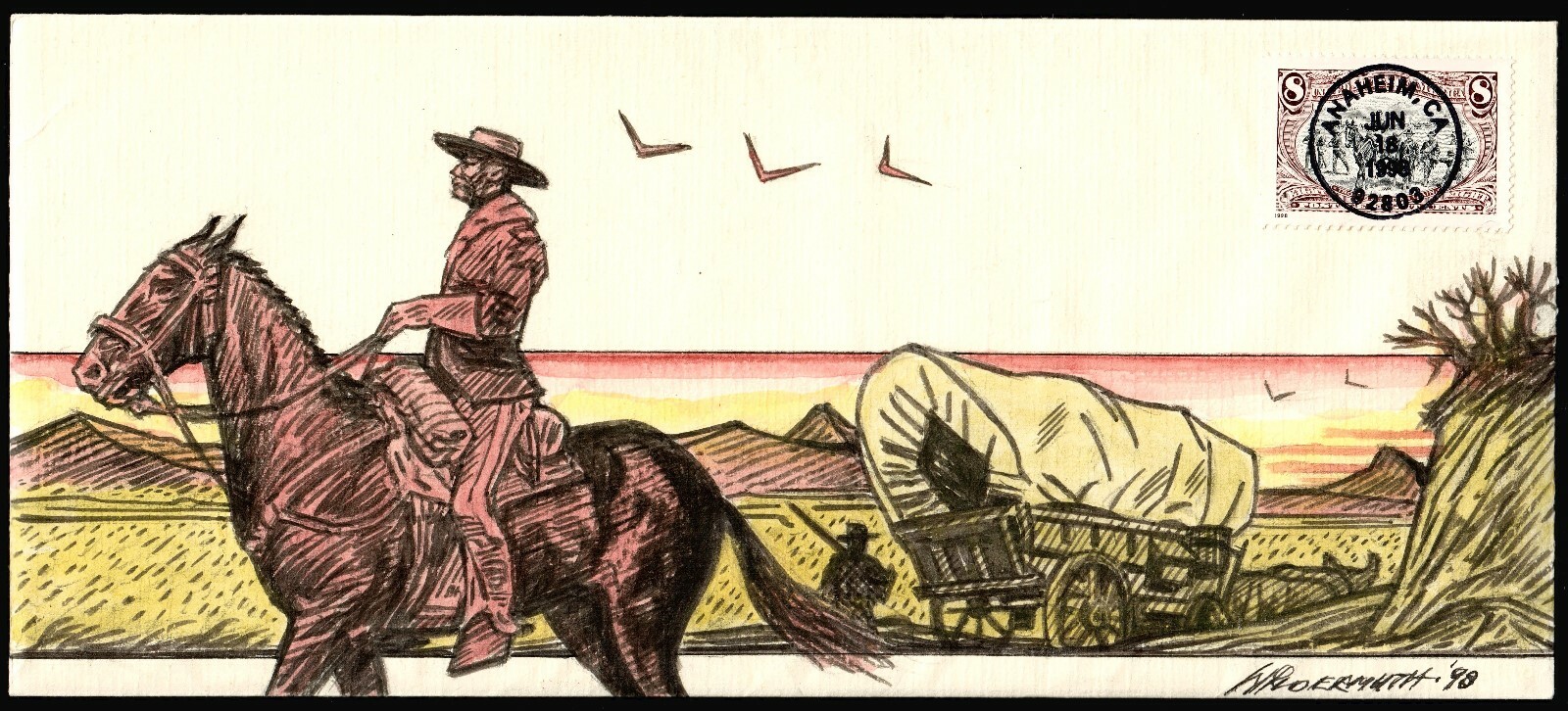 US #3209 FDC 1c-$2 Trans-Mississippi Set (9) Wildy Hand Drawn/Painted. (CV $Unl) - Image 8