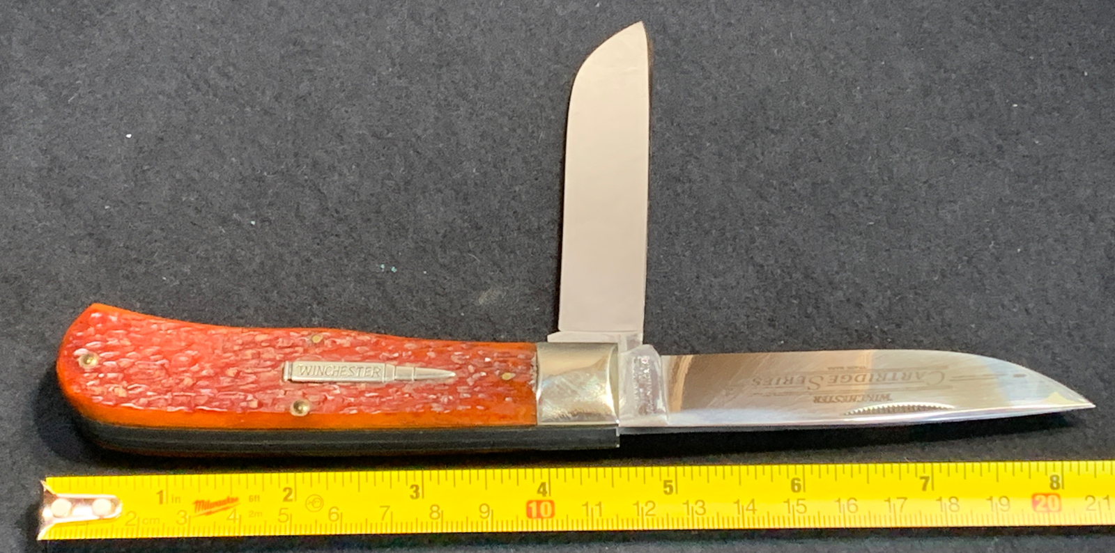 Pocketknife Winchester 29103 1993 Jumbo Trapper Burnt Orange Jig Bone KP-1117 - Image 3
