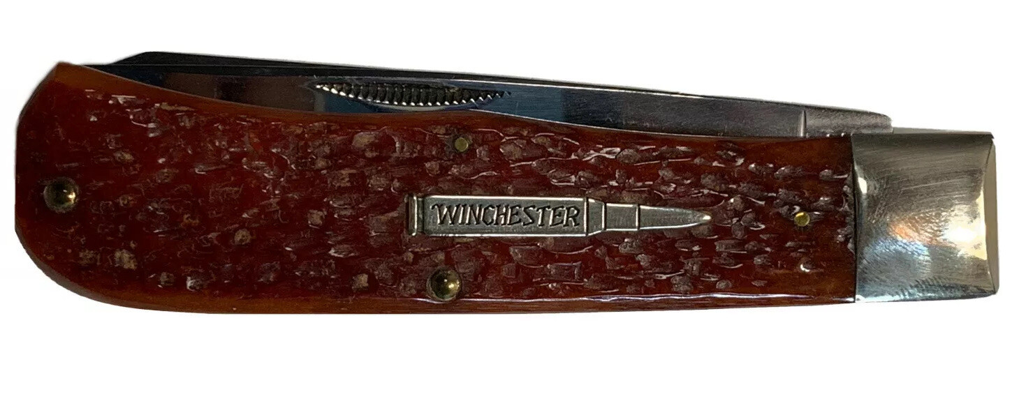 Pocketknife Winchester 29103 1993 Jumbo Trapper Burnt Orange Jig Bone KP-1117