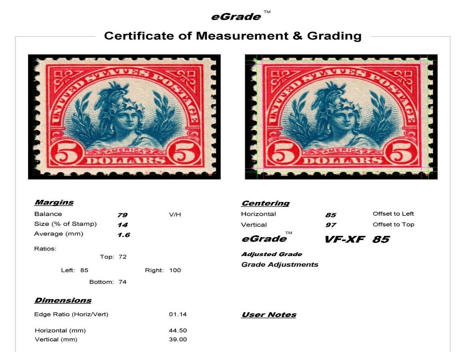 US #573 1923 $5 Head of Freedom Statue, Block of 4 MNH VG to XF - Image 10