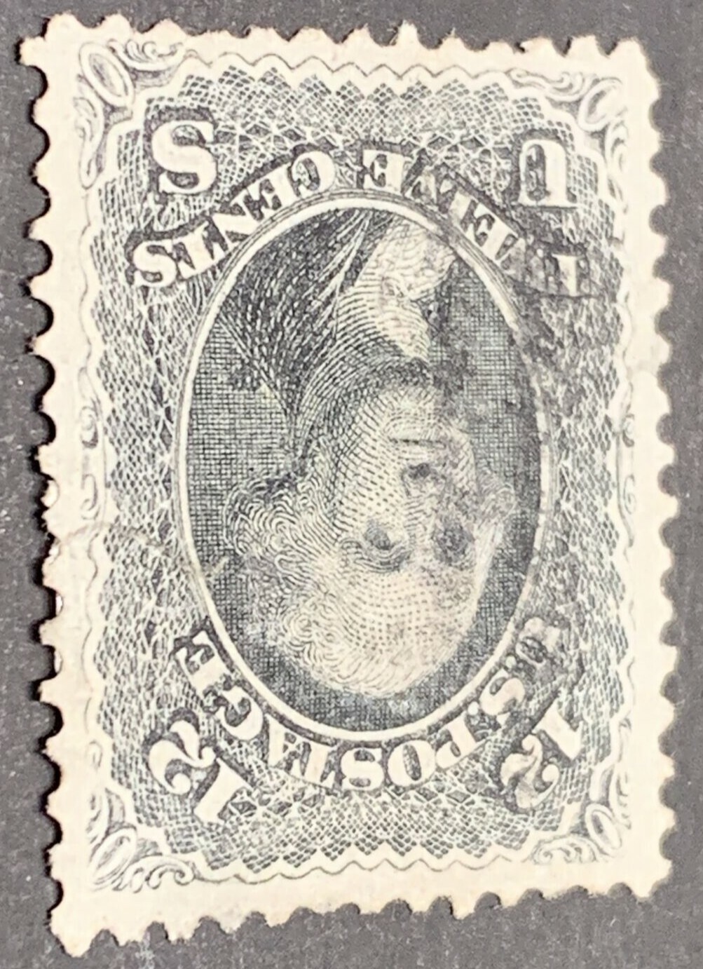 US #69 1861 12c Washington Used Black Cancel Repaired CV $95. KP-082 - Image 11