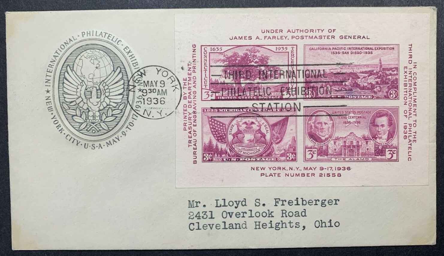 US #778-32 FDC 3c TIPEX at IPE NYC. 1st House of Farnam on 5/9/1936 *Scarce* - Image 12