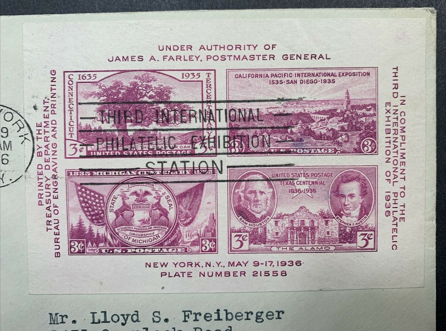 US #778-32 FDC 3c TIPEX at IPE NYC. 1st House of Farnam on 5/9/1936 *Scarce* - Image 9