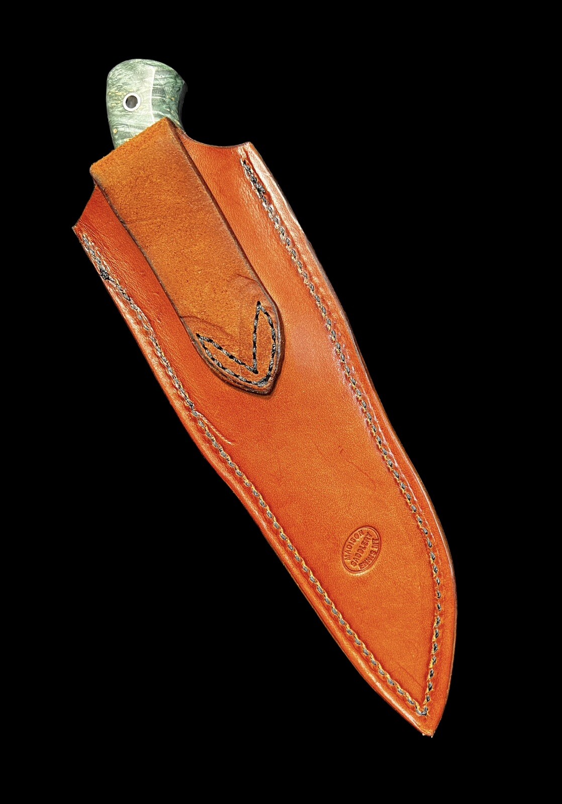 Fixed Blade Todd Orr 4.5" Grizzly Green Boxelder Burl/Leather Sheath DH-1540 - Image 3