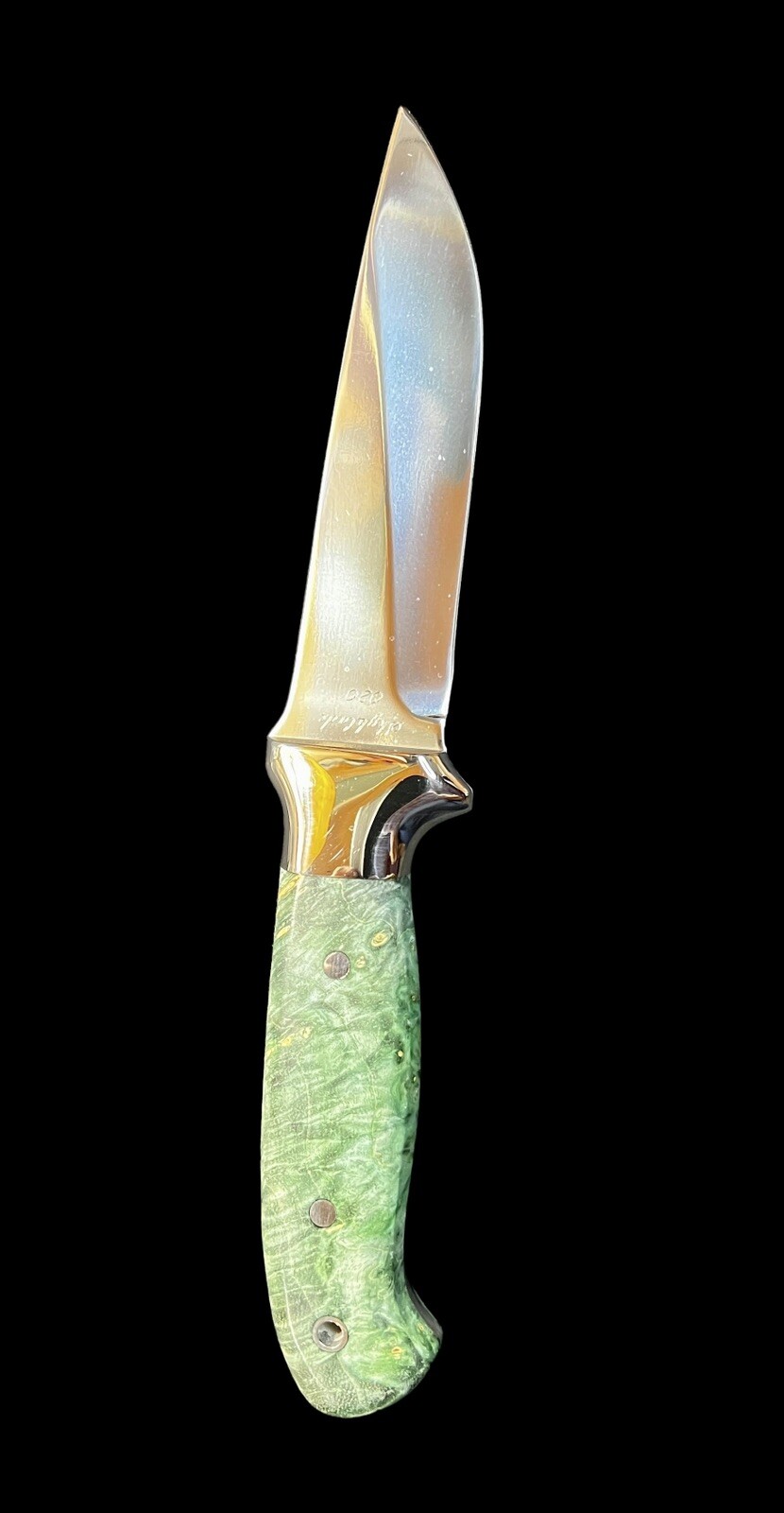 Fixed Blade Todd Orr 4.5" Grizzly Green Boxelder Burl/Leather Sheath DH-1540 - Image 8