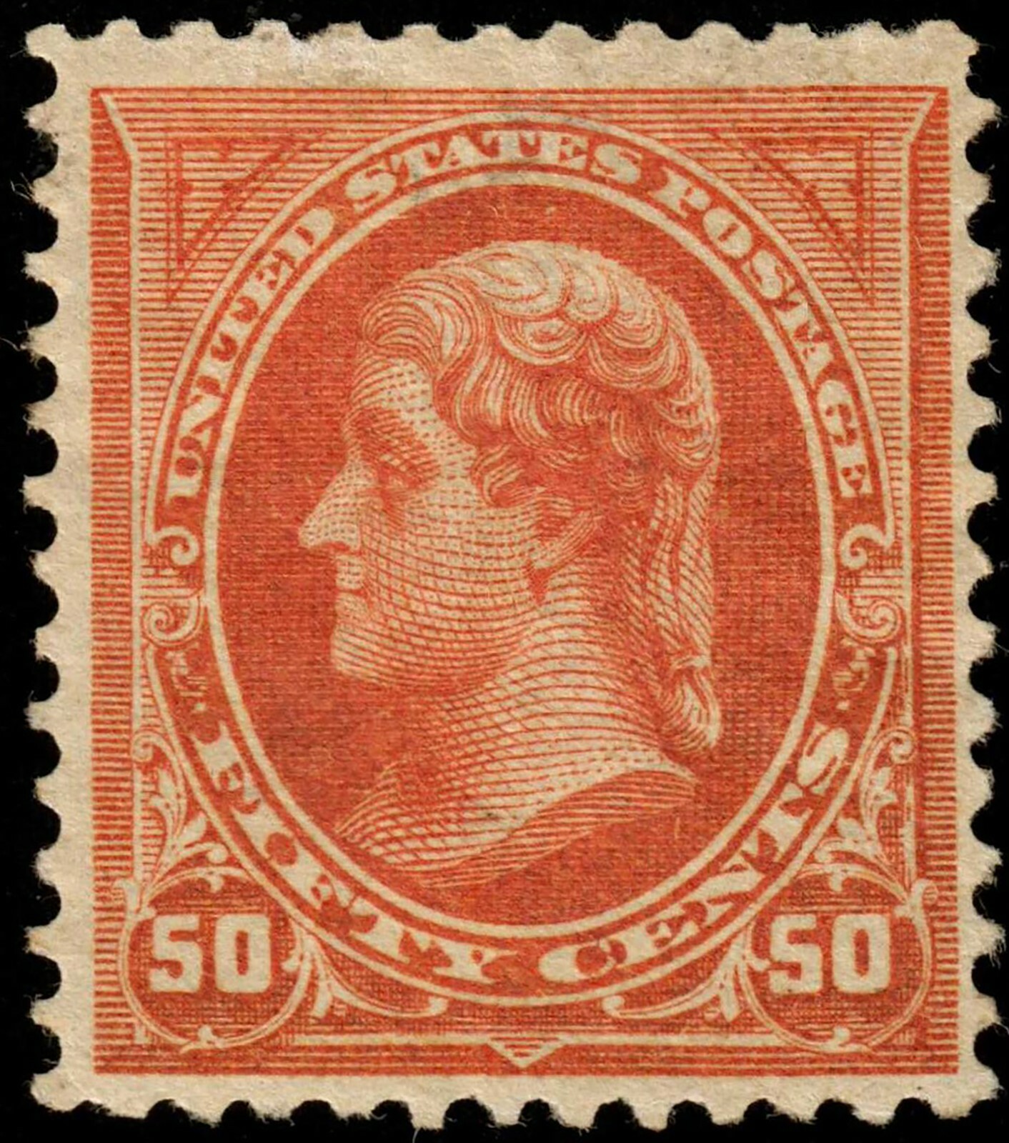US 260 1894 50c Jefferson Orange Mint OG Hinged CV $475. KP-130