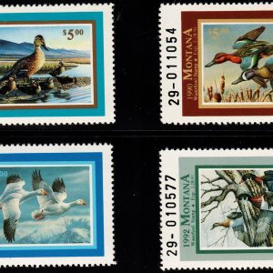 US #36,38-40 1988,90-92 $5 Ducks, Montana MNH F-VF (CV $28)