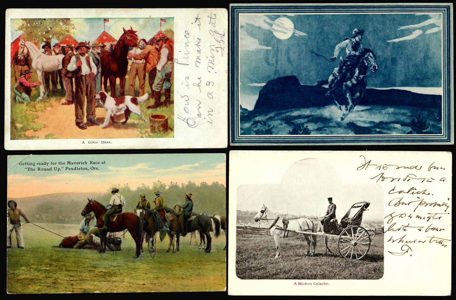 US Postcards. 1900-1915 Vintage, HORSES (71) Grade 2/3 Posted/Unposted. - Image 8