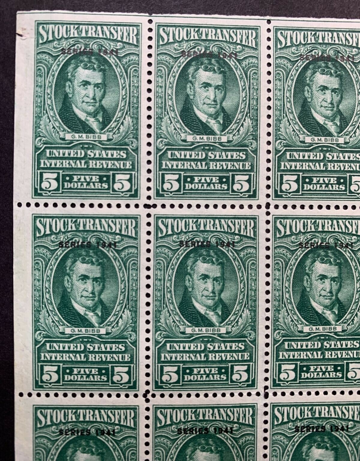 US #RD108 1941 $5 Stock Transfer, Full Sheet of 50. MNH F-VF (CV $3,250 Singles) - Image 7