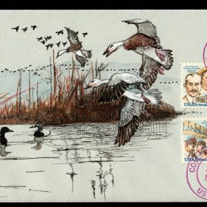 USA #RW54/RW55 FDC Duck, Hand Drawn, HP, & Signed by D. Hutchinson. UNIQUE 1/1